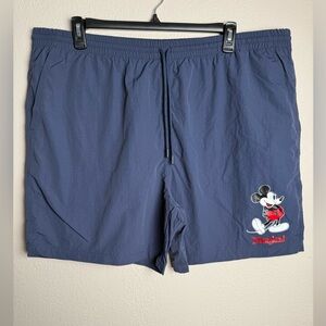 Disney Men Size XXL Blue Nylon Mickey Mouse Logo Drawstring‎ Shorts